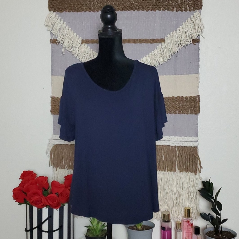 Navy blue lace back T Shirt